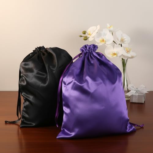 4 Pcs Wig Storage Bags with Satin Drawstring, 2 Colors Satin Bag Silk Hair Storage Bags Travel Bag for Packaging Wig Bundles Extensions - Image 7