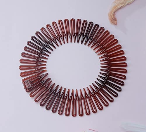 4 Pcs Circular Stretch Comb Plastic Circle Spring Headband (Round-leopard) - Image 5