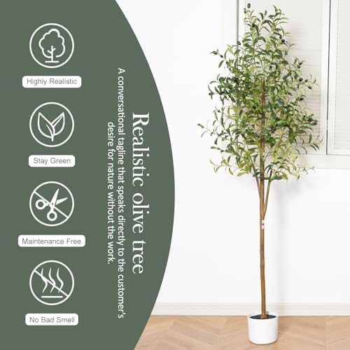 Olive Tree 6FT Fake Tree Faux Plants Indoor with Pot Artificial Tree Nearly Natural Olive Branches and Fruits for Living Room Home Office Decorations - Image 3