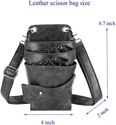 Scissors Bag- Soft Leather Salon Barber Hairdressing Scissor Shears Holster Hair Stylist Tools Bag with Waist Shoulder Belt - Image 4