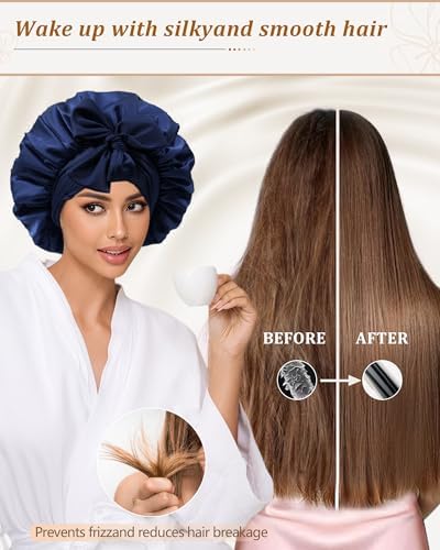 Satin Bonnet for Sleeping Women, Silk Sleep Bonnet for Curly Hair Wrap - Image 5