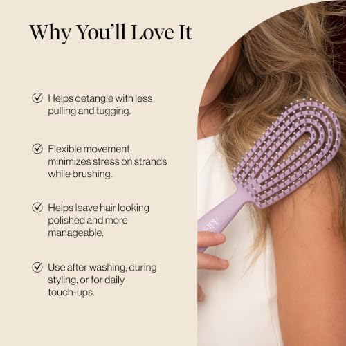 Kitsch Flexi Flow Duo Detangler Brush, Hair Brushes For Women- Soft Violet - Image 5