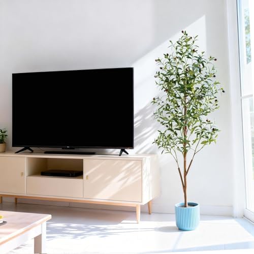 6FT Artificial Olive Tree Indoor, Tall Faux Olive Tree with Pot&Basket, Large Fake Olive Tree with Realistic 1080 Silk Leaves and 60 Fruits for Living Room Home Office Decor. - Image 3