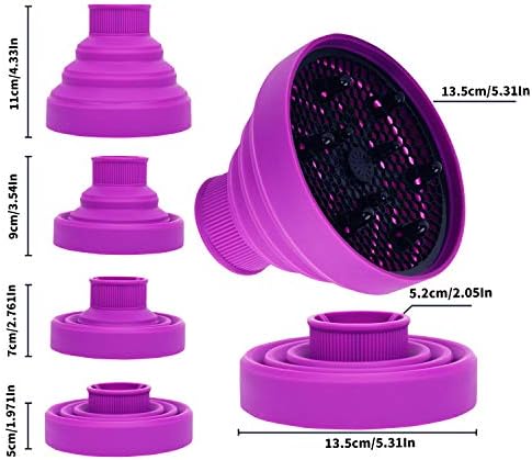 Universal Collapsible Hair Dryer Diffuser Attachment-Foldable Portable Travel and Easy Storage Hair Diffuser Fit Most Hair Dryers with Nozzle Diameter D-1.575Inch to 1.968 Inch (4-5cm)-Purple - Image 4