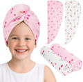Kids Microfiber Hair Towel Wrap 2Pack Absorbent Hair Drying Turban for Girl by UnicornCastle