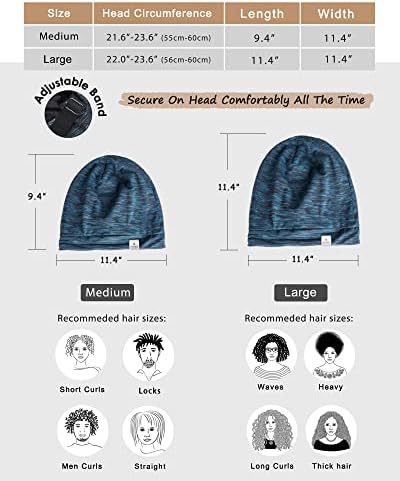 YANIBEST Slouchy Beanie Hat Satin Lined Sleep Cap Chemo Headwear Caps Blue - Image 3