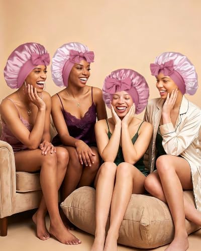 CHLINS Double Layer Satin Bonnet for Sleeping, Hair Bonnet for Curly Hair - Image 7