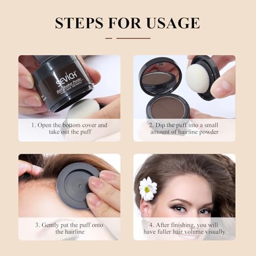 Sevich Hairline Powder, Gray Root Touch Up, Sweatproof, Dark Brown - Image 5