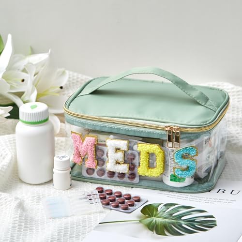 Geetery Meds Travel Bag Sage Green, Meds Chenille Letter Clear - Image 2