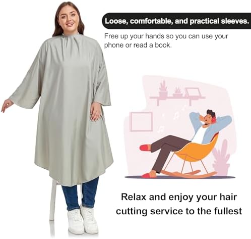 Professional Barber & Salon Cape with Sleeves | Large Hair & Water Repellent Cutting Cape with Adjustable Snaps - Image 2
