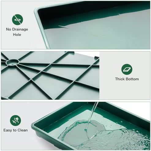 RooTrimmer 1020 Nursery Pots Trays 5 Pack, Plastic Flat Seed Starter Trays, Durable Seedling Potting Tray for Carrying and Holding Planting Pot (Green) - Image 3