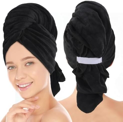 SUNLAND Microfiber Hair Towel 40 X 28 inch 2Pack Black by SUNLAND