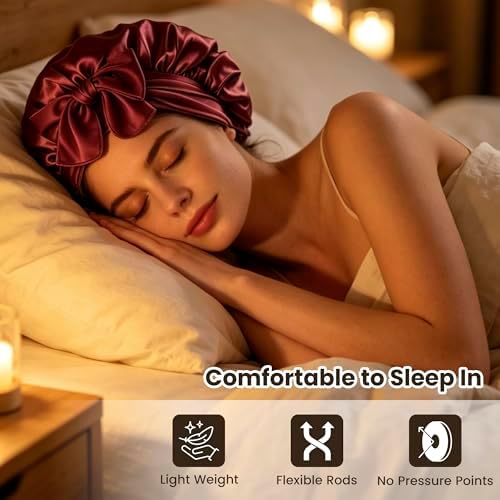 Heatless Curls Overnight, Velvet Heatless Hair Curler Set with Hook Closure – 4 Soft Hair Rollers Blowout Rods + Satin Hair Bonnet for Sleeping, Flexi Rods for Long Hair Women (A - BROWN) - Image 4