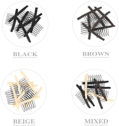 100 Pieces Wig Combs Wig Clips Wig Combs to Secure Wig 7-teeth Wig Accessories Tools For Making Wig Caps Wig Comb (Brown,100 Pcs) - Image 3