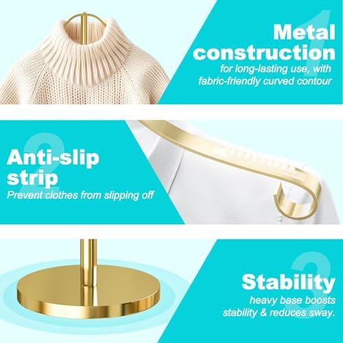 Shirt Display Stand Mannequin Torso 18-33Inch Adjustable,Brass Gold - Image 3
