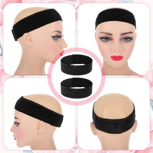 2Pcs Velvet Wig Band for Woman, Adjustable Wig Grip Hair Band - Image 5