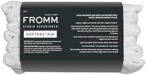 Fromm Softees Air Microfiber Lightweight Salon Hair Towels for Hairstylists, Barbers, Spa, Gym in White, 15.5" by 25.5", 6 count Perfect Hair Care Towel for Drying Curly, Long, Wavy Hair - Image 6