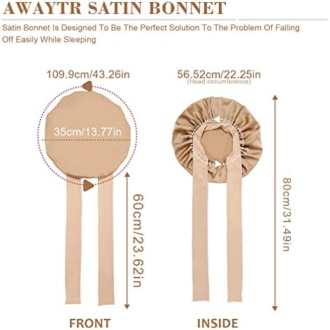 AWAYTR Wide Band Satin Bonnet, Tie-Band Sleep Cap for Curly Hair Women - Image 4