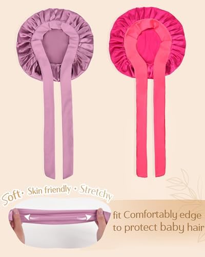 YANIBEST 2 PCS Soft Satin Bonnet, Overnight Protection, Kids Toddler Baby - Image 4
