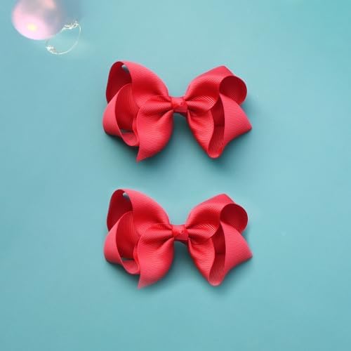2 PCS 6inchs Hair Bows for Girls Grosgrain Ribbon Hair Bow Alligator Clips Hair Accessories for Baby Girls Toddlers(Red) - Image 5
