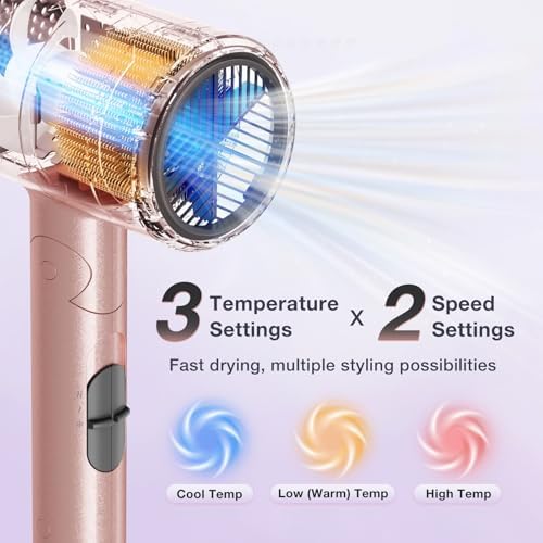 BABONIR 1875W Diffuser Hair Dryer, Ionic Foldable Blow Dryer, Pink - Image 5