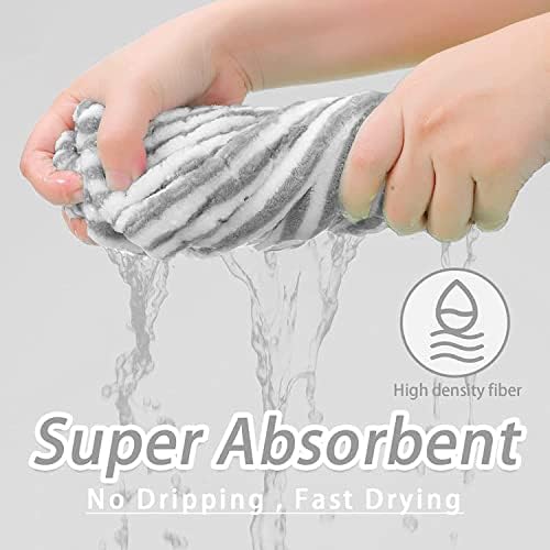Large Microfiber Hair Towel Cap,Rapid Drying Towel For Hair,Ultra Soft Super Absorbent Hair Drying Towel Turban,Cute Gray&Pink Bow Hair Towel Wrap,Hair Drying Towels For Women Fast Dry(2pack) - Image 5