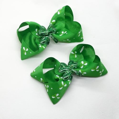 7Pcs St. Patrick's Day Hair Bows Clips for Girls Hair Accessories Toddler Bows for Girls Kids(Green) - Image 4