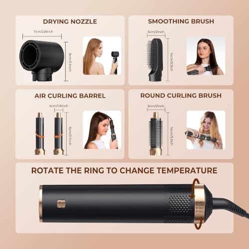 5 in 1 Blow Dryer Brush, Upgrade Hair Dryer Brush Air Curler Air Curl Wrap - Image 6