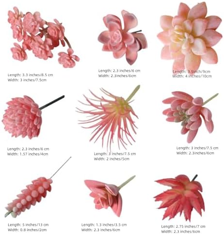 Mini Artificial Succulents, Fake Small Plants, Fake Succulent Plant，Artificial Air Plants that Look Real, Faux Succulents Unpotted, for Party, Garden & Outdoor Home Décor (9, Pink) - Image 2