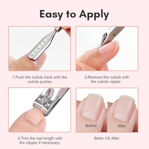 Makartt Pink Cuticle Trimmer Set with 2 Pushers, Nail Clipper & Nipper - Image 7