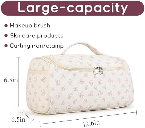 GISMTR Quilted Hair Tools Travel Case, Cotton Portable Storage Bag with Hanging Hook for Hair Curler Accessories, Cute Dustproof Travel Organizer - Image 2