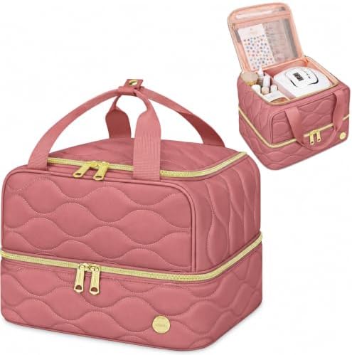 YOREPEK Nail Polish Case, Nail Organizer for 42+ Bottles, Dark Rose Pink by YOREPEK