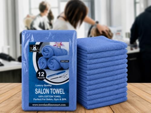 Towel and Linen Mart Silver Salon Towels, Pack of 12 (Not Bleach Proof, 16 x 27 Inches) Highly Absorbent Towels for Hand, Salon, Gym, Beauty, Spa, and Home Hair Care (Sky Blue, 16 X 27) - Image 6