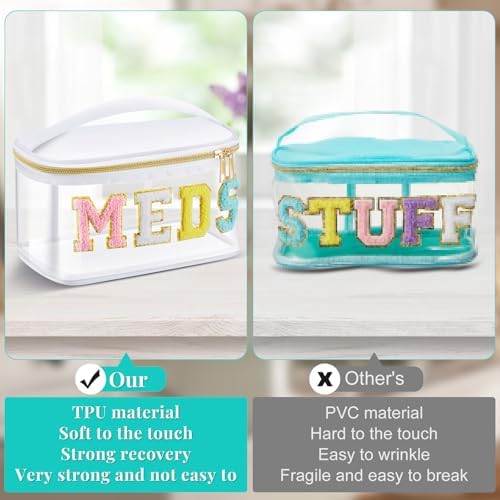 Geetery Meds Travel Bag White, Meds Chenille Letter Clear - Image 5