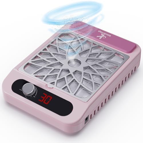 Nail Dust Collector for Nail Techs, Compact & Quiet Nail Vacuum dust Collector with Reusable Filter, Powerful Nail Fan Nail Tech Must Haves for Gel Polish, Pedicures, Salon & Home Use, Pink by Unknown