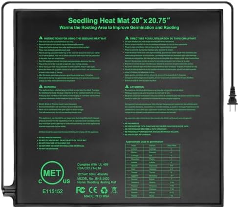 Seedling Heat Mat 20" x 20.75" Warm Hydroponic Plant for Indoor Gardening Germination Starting, Waterproof Durable by HYDGOOHO