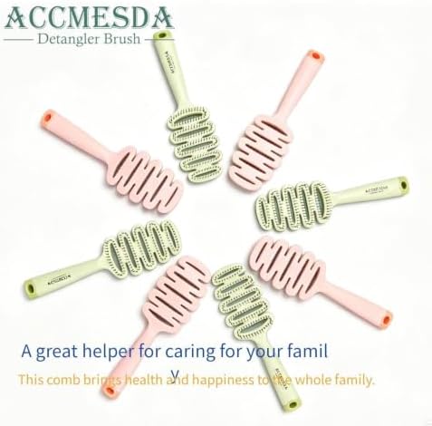 Detangling Hair Brush, Soft Bristles for All Curly Thick Fine Hair types (Green) - Image 6