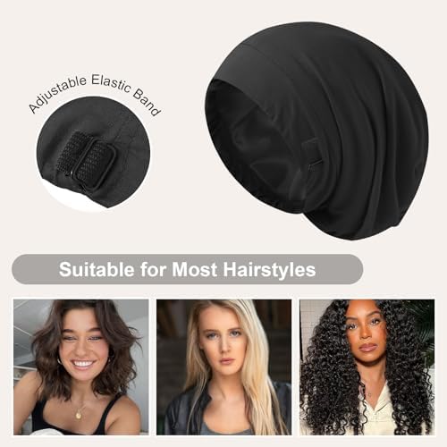ZHENSILK Silk Bonnet for Sleeping Women, Adjustable Silky Satin Lined Sleep Cap, Silk Hair Wrap Slouch Beanie Hat - Image 5