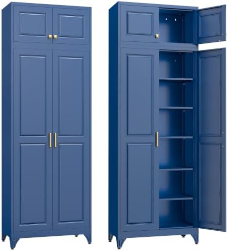 SteeLoong 90”Metal Pantry Storage Cabinet with Doors & 5 Adjustable Shelves by Steeloong