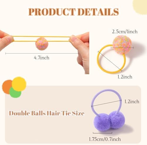 choicbaby 40pcs Pom Pom Hair Ties Elastic Rubber Bands for Baby Girls - Image 4