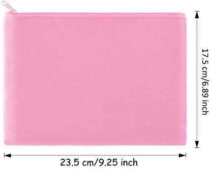 meekoo 16 Pcs Blank Canvas Zipper Pouch Pencil Bag Bulk, L, Beige and Pink - Image 2