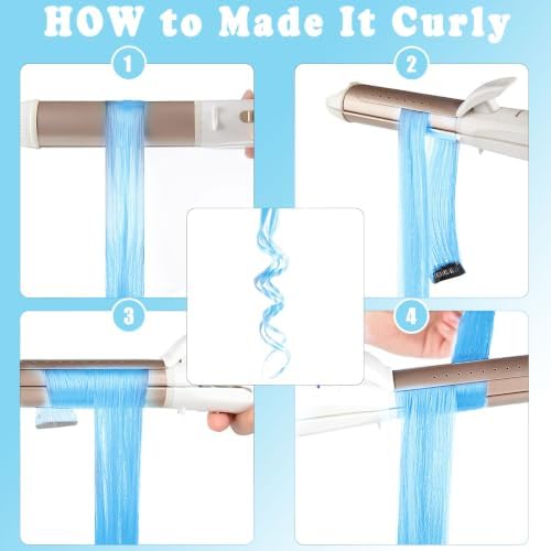 12 PCS Teal Blue Hair Extensions Clip in,22 Inch Colorful Accessories - Image 3