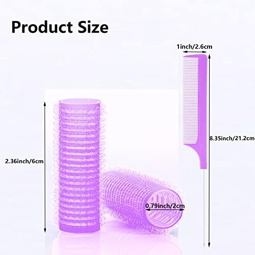 Hair Roller, 24PCS Self Grip Small Hair Curlers Set Nylon, Purple, Pro Salon Hairdressing Curler DIY Curly Hairstyle Hair Rollers Tools Rat Tail Comb for Women Medium Short Hair - Image 2