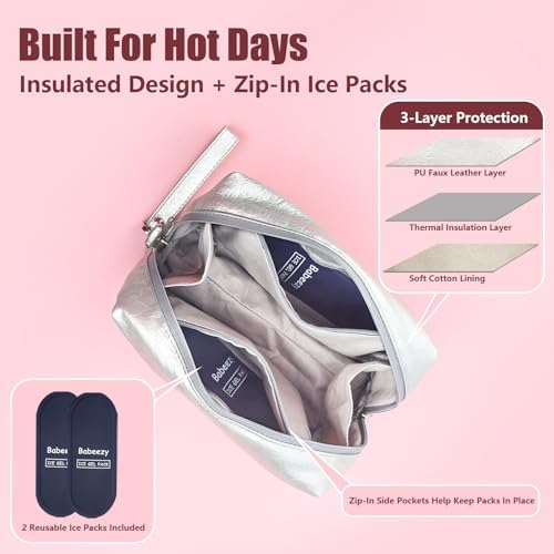 Insulated Cooling Makeup Bag with 2 Reusable Ice Packs (Medium) - Image 4