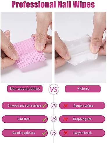 TEOYALL Lint Free Nail Wipes, 400 PCS Non-Woven Fabric Nail Cleaning Pads Pink Lash Extensions Glue Cleaning Wipes Salon Supplies - Image 3
