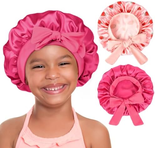 YANIBEST 2 PCS Soft Satin Bonnet, Overnight Protection, Kids Toddler Baby by yanibest