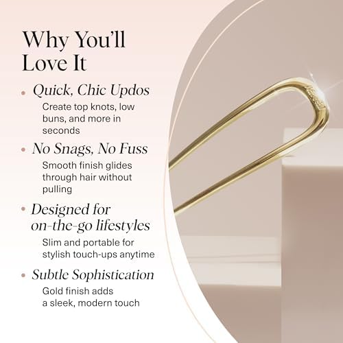 Kitsch French Hair Pins for Women | Secure Hold All Day - Gold, 1pc - Image 3