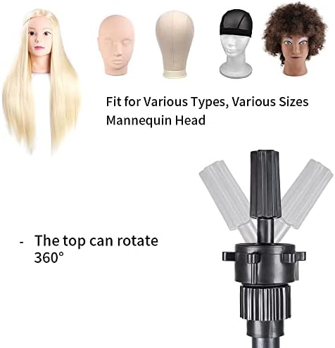 AliLeader 25 Inch Wig Head Stand Adjustable Mannequin Head Stand Wig Stand Tripod with Head Adjustable Wig Tripod Stand for Training Heads and Canvas Block Head - Image 5