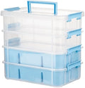 CraftGenes Art Supply Storage Organizer, 4-Tier 10 Qt Box, 2 Trays, Blue by CraftGenesTools