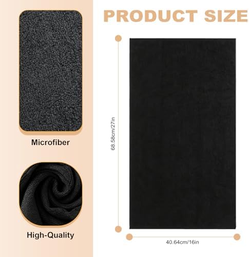 Puomue 6 Pack Black Salon Towels, Super Soft and Absorbent Microfiber Hair Towel for Salon, Bath, Spa, Pool and Home, 27 inch X 16 inch, Black - Image 2